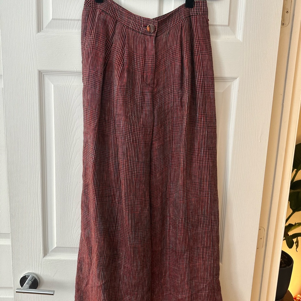 Armani Exchange Red and Black Plaid Pants